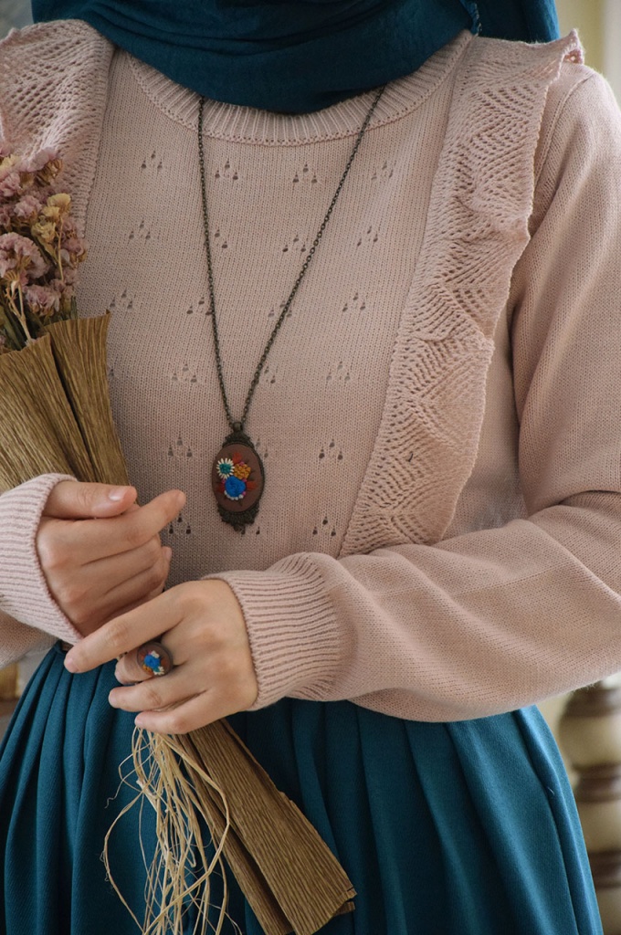 Volanlı Model Pudra Pembe Renk Kazak