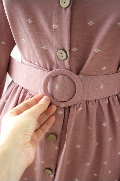 Pamuklu Düğmeli Pembe Renk Elbise