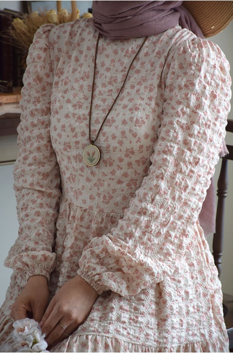 Mini Pembe Çiçekli Elbise