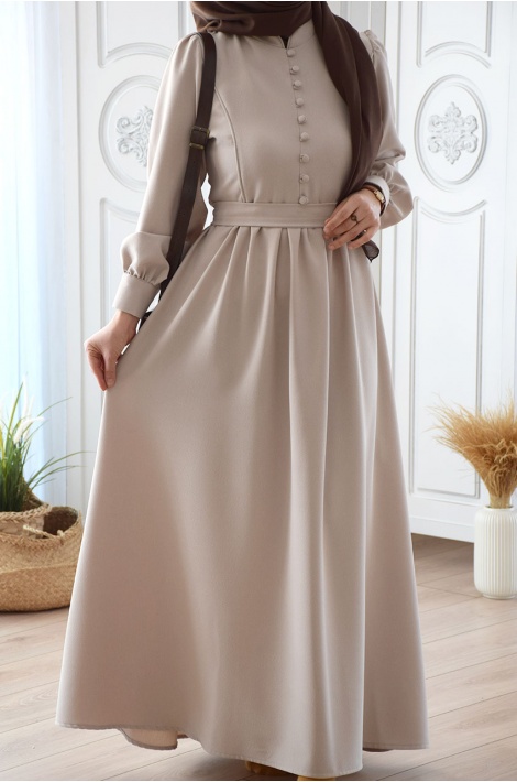 Taş Rengi Zarif Model Elbise
