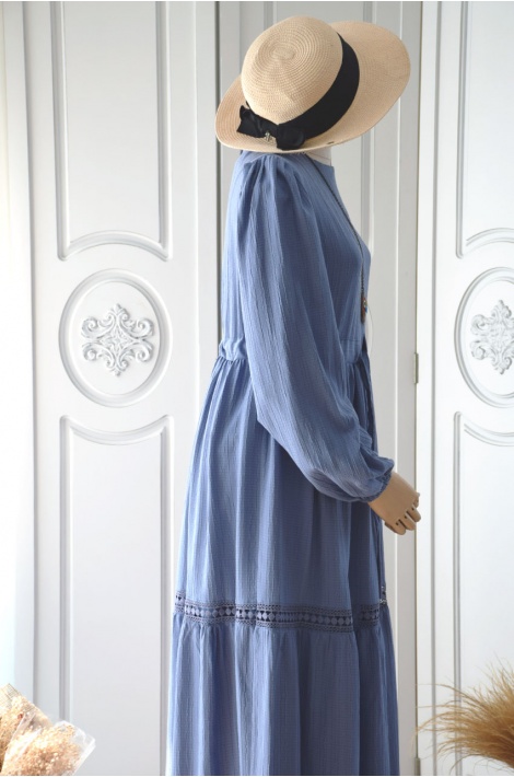 İndigo Mavi Renk Lina Elbise