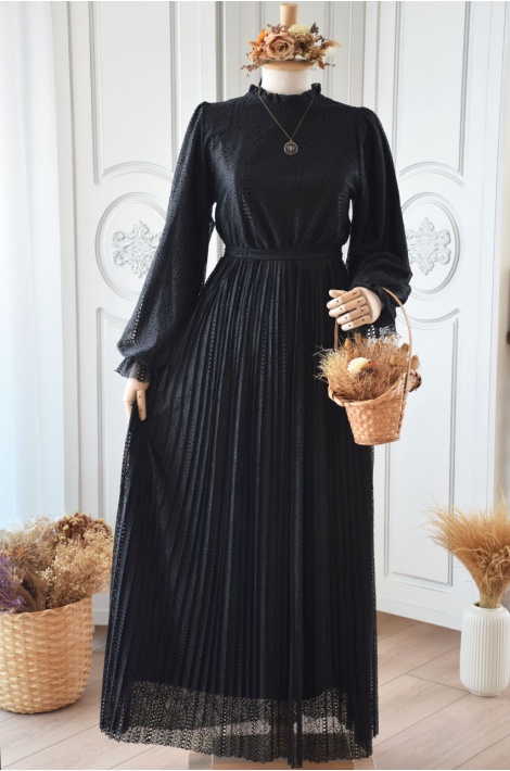Siyah Renk Dantel Elegant Elbise