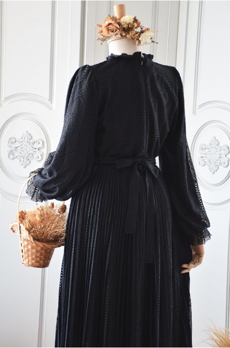 Siyah Renk Dantel Elegant Elbise