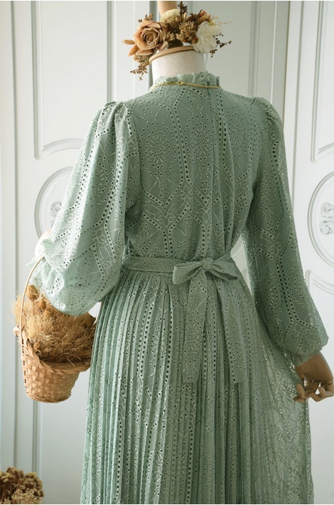 Mint Yeşili Dantel Elegant Elbise
