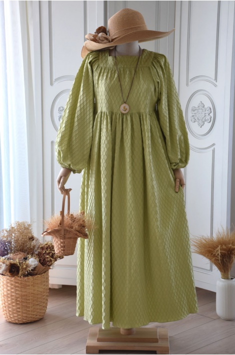 Petek Elbise Fıstık Yeşili Rengi