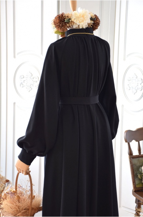 Mevlana Model Krep Elbise Siyah Renk
