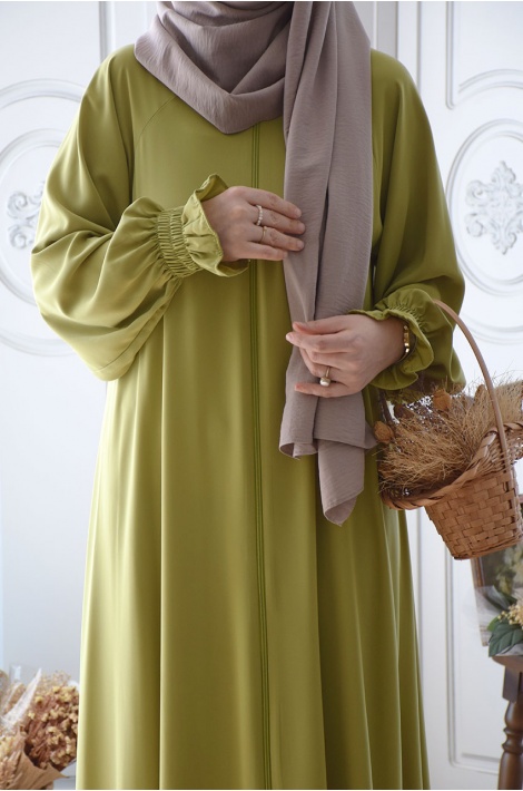 Fermuarlı Hijab Ferace Fıstık Yeşili