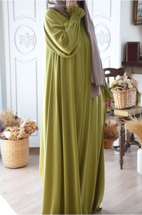 Fermuarlı Hijab Ferace Fıstık Yeşili