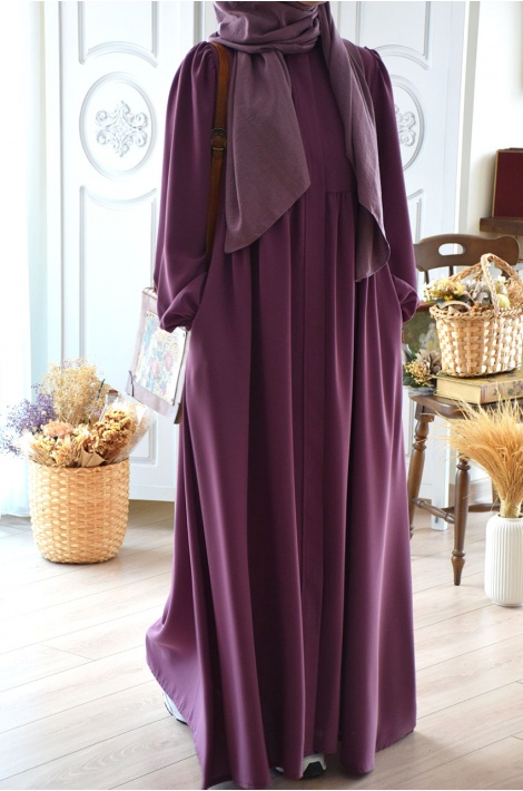 Fermualı Hijab Ferace Mor Renk