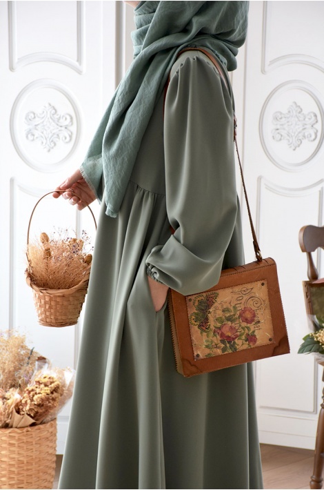 Fermuarlı Hijab Ferace Mint Yeşili Rengi