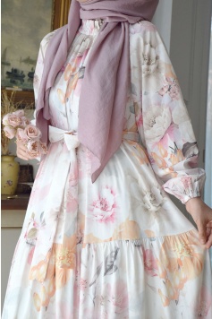 Romantik Tablo Elbise Pembe Çiçekli