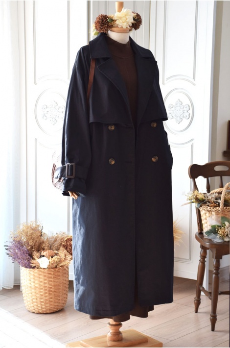 Trench Coat Siyah Renk