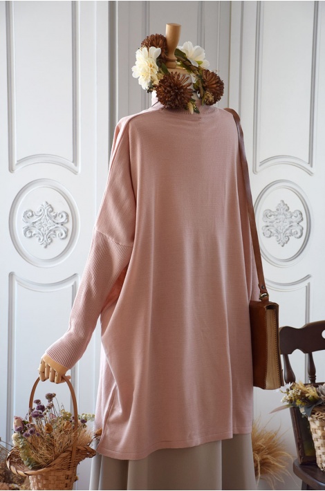 Oversize Triko Kazak Pembe Renk