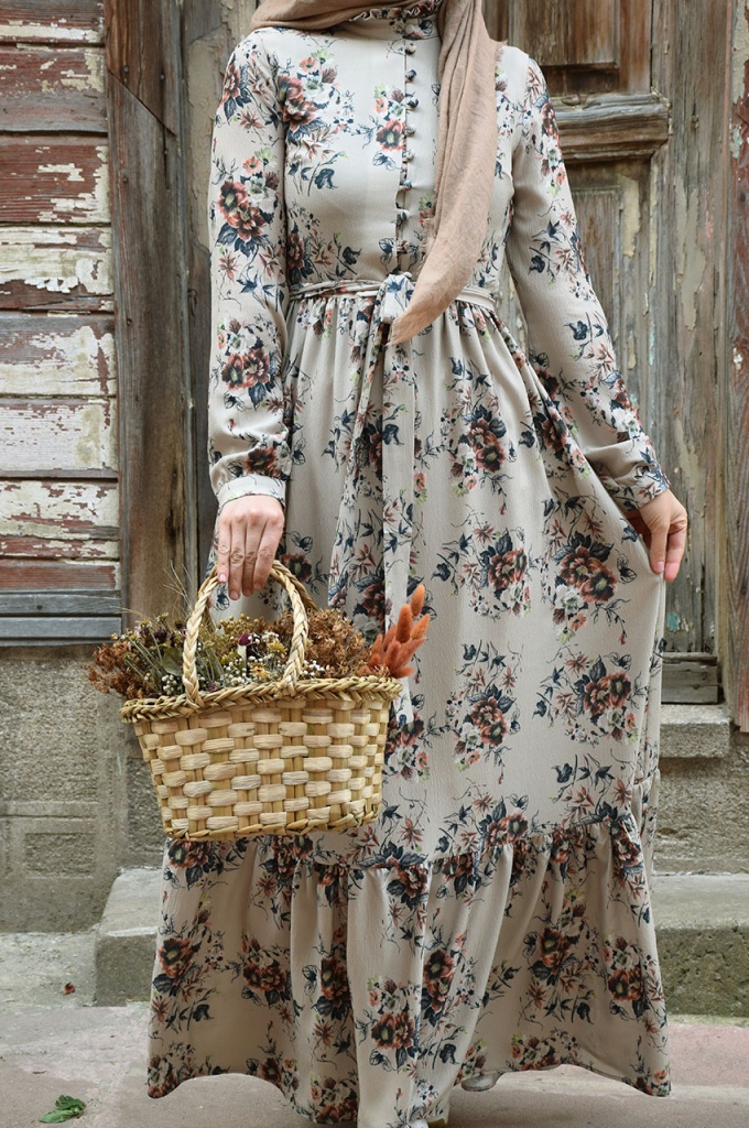 Çiçekli Krep Elbise